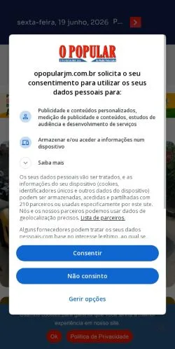 Anteprima del sito O Popular, media di Brasile per articoli sponsorizzati