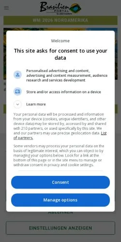 Anteprima del sito Brasilienportal, media di Svizzera per articoli sponsorizzati
