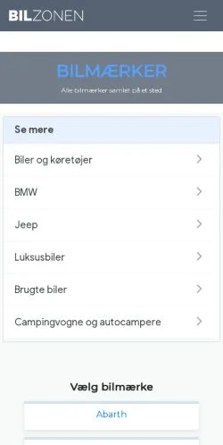 Förhandsvisning av webbplatsen Bilmærker, medium i Danmark för sponsrade artiklar