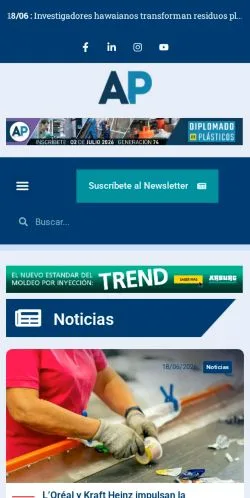 Preview of the Revista Ambiente Plástico website, a media outlet in Spain for sponsored articles