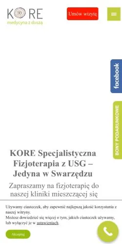Podgląd witryny KORE Fizjoterapia, medium z kraju Polska do artykułów sponsorowanych