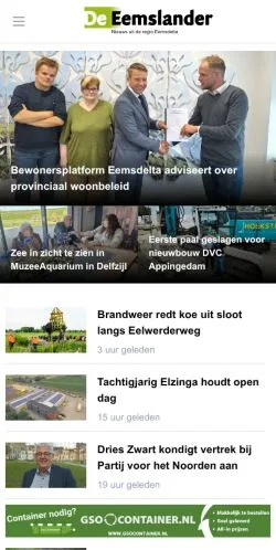 Sponsorlu makaleler için Hollanda medyası Nieuws uit de regio Eemsdelta sitesinin önizlemesi
