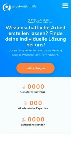 Pré-visualização do site Ghostwriting Hilfe, meio de Alemanha para artigos patrocinados