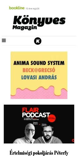 Anteprima del sito Könyves Magazin, media di Ungheria per articoli sponsorizzati