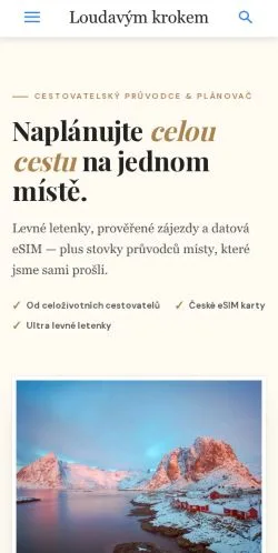 스폰서 기사용 체코 매체 Loudavým Krokem 사이트 미리보기