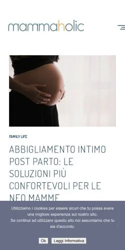 Podgląd witryny Mammaholic, medium z kraju Włochy do artykułów sponsorowanych