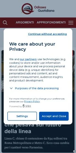 Anteprima del sito Odissea Quotidiana, media di Italia per articoli sponsorizzati
