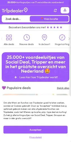 스폰서 기사용 네덜란드 매체 Tripdealer 사이트 미리보기