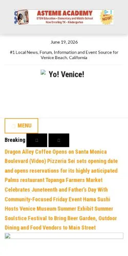 Vista previa del sitio Yo! Venice, medio de Estados Unidos para artículos patrocinados
