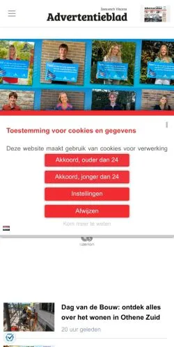 Anteprima del sito Zeeuwsch Vlaams Advertentieblad, media di Paesi Bassi per articoli sponsorizzati