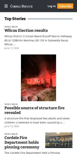 Forhåndsvisning av nettstedet Cordele Dispatch, medium fra USA for sponsede artikler