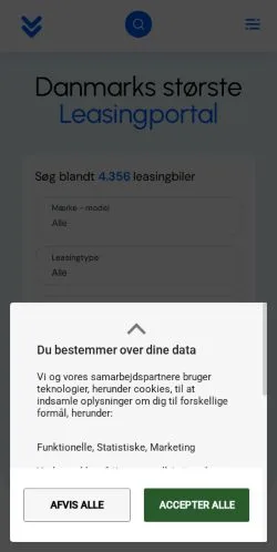 Voorbeeld van de site FindLeasing, medium uit Denemarken voor gesponsorde artikelen