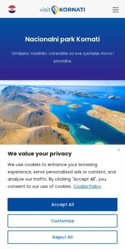 スポンサード記事向けのクロアチアメディア、Visit Kornatiのサイトプレビュー