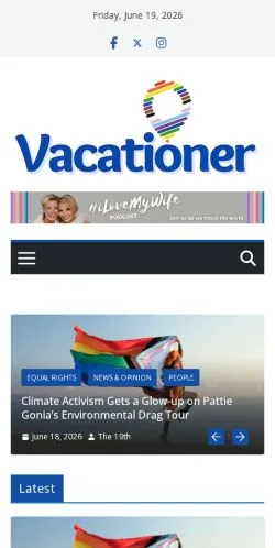 Anteprima del sito Vacationer Magazine, media di Stati Uniti per articoli sponsorizzati