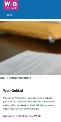 Anteprima del sito WerkGeld, media di Paesi Bassi per articoli sponsorizzati