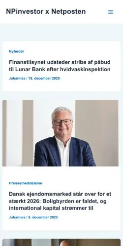 Anteprima del sito NPinvestor, media di Danimarca per articoli sponsorizzati