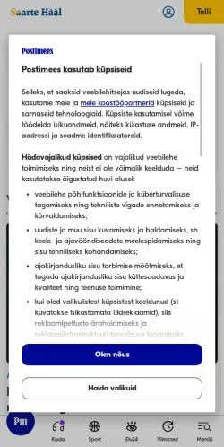 Anteprima del sito Saarte Hääl, media di Estonia per articoli sponsorizzati