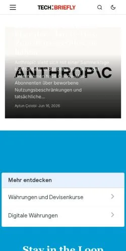 Voorbeeld van de site TechBriefly, medium uit Duitsland voor gesponsorde artikelen
