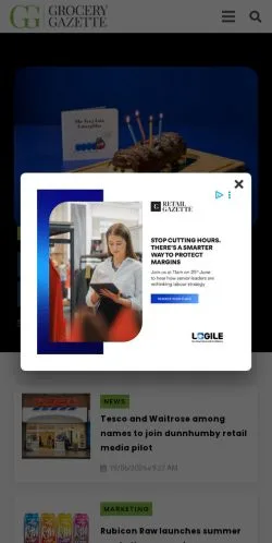 Podgląd witryny Grocery Gazette, medium z kraju Wielka Brytania do artykułów sponsorowanych