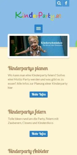 Anteprima del sito Kinderparty, media di Austria per articoli sponsorizzati