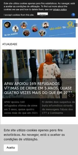 Vista previa del sitio On Centro, medio de Portugal para artículos patrocinados