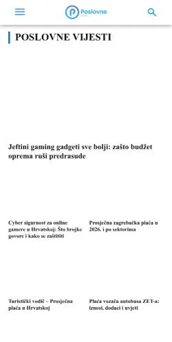 Preview of the Poslovne website, a media outlet in Croatia for sponsored articles