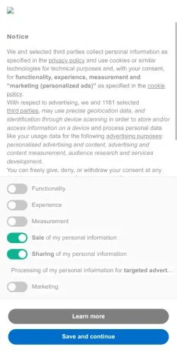 Anteprima del sito Sail Universe, media di Stati Uniti per articoli sponsorizzati