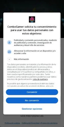 Forhåndsvisning av nettstedet ComboGamer, medium fra Spania for sponsede artikler