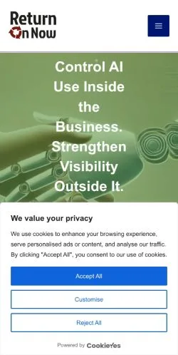 Pré-visualização do site Return On Now, meio de Estados Unidos para artigos patrocinados