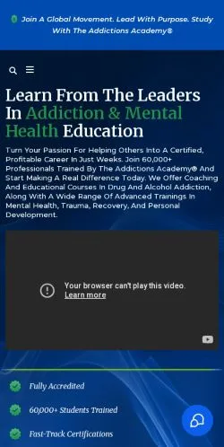 スポンサード記事向けのアメリカ合衆国メディア、The Addictions Academyのサイトプレビュー