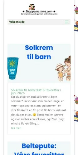 Podgląd witryny Shoppemamma, medium z kraju Norwegia do artykułów sponsorowanych
