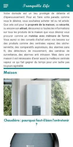 Anteprima del sito Tranquille-Life, media di Francia per articoli sponsorizzati