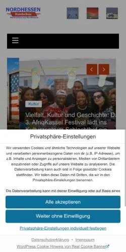 Anteprima del sito Nordhessen Rundschau, media di Germania per articoli sponsorizzati