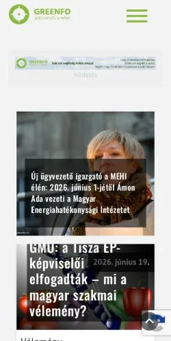 Anteprima del sito Greenfo, media di Ungheria per articoli sponsorizzati