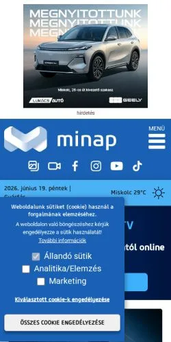 Anteprima del sito Minap, media di Ungheria per articoli sponsorizzati