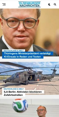 Anteprima del sito ON Oldenburger Nachrichten, media di Germania per articoli sponsorizzati