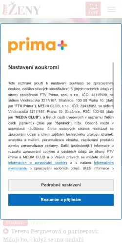 Anteprima del sito Prima Ženy, media di Cechia per articoli sponsorizzati