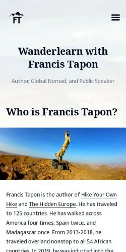 Anteprima del sito Francis Tapon, media di Stati Uniti per articoli sponsorizzati