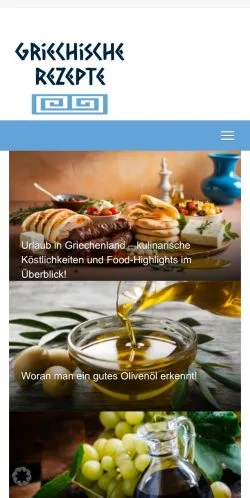 Podgląd witryny Griechische Rezepte, medium z kraju Niemcy do artykułów sponsorowanych