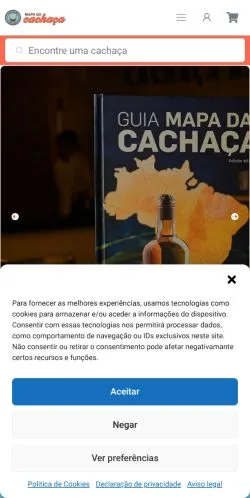 Pré-visualização do site Mapa Da Cachaça, meio de Brasil para artigos patrocinados