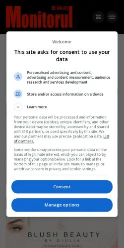 Aperçu du site Monitorul de Galati, média de Roumanie pour articles sponsorisés