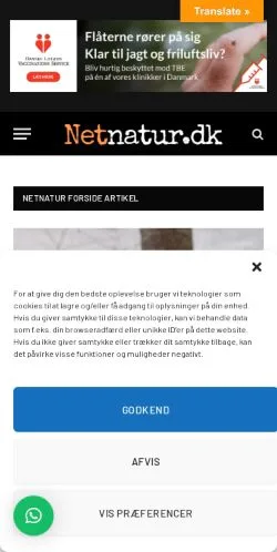 Podgląd witryny Netnatur, medium z kraju Dania do artykułów sponsorowanych