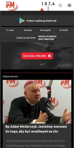 Vista previa del sitio Radio eM, medio de Polonia para artículos patrocinados