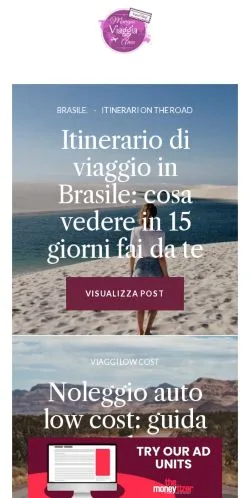 Anteprima del sito MangiaViaggia Ama, media di Italia per articoli sponsorizzati
