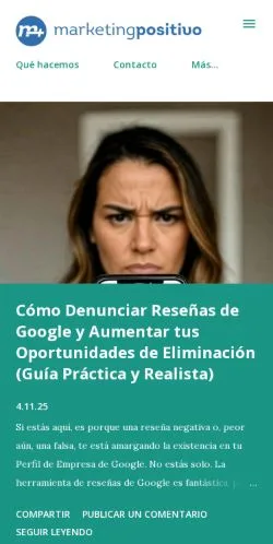Anteprima del sito Marketing Positivo, media di Spagna per articoli sponsorizzati