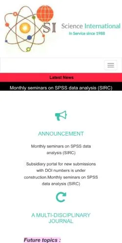 Aperçu du site Science International, média de États-Unis pour articles sponsorisés