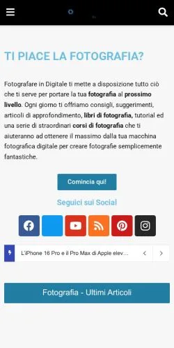 Podgląd witryny Fotografare In Digitale, medium z kraju Włochy do artykułów sponsorowanych