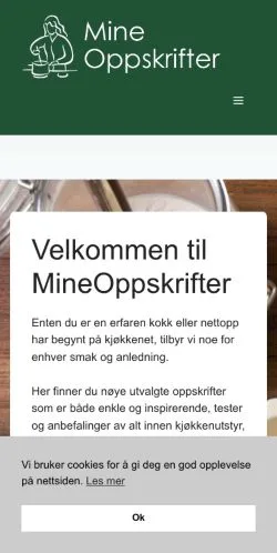 Anteprima del sito MineOppskrifter, media di Norvegia per articoli sponsorizzati