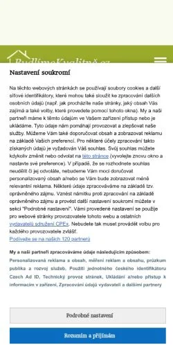 Anteprima del sito BydlímeKvalitně, media di Cechia per articoli sponsorizzati