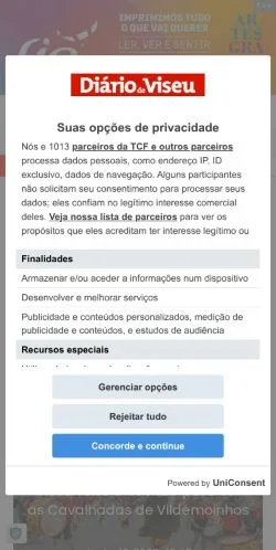 Vorschau der Website Diário de Viseu, Medium aus Portugal für gesponserte Artikel